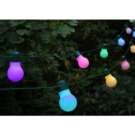 Smart Garden 20 Solar Party Bulb String Lights Colour Changing Lightbulbs LED