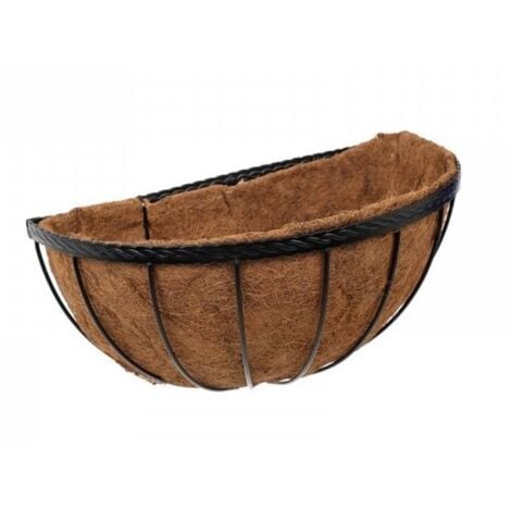 Smart Garden 40cm 16 Inch Saxon Metal Wall Manger Basket Black Planter Liner