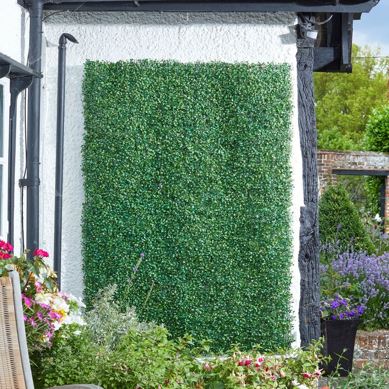 60 x 40cm Boxwood Leaf Screening Panel Wall Cover Faux Trellis Mat - Smart Garden