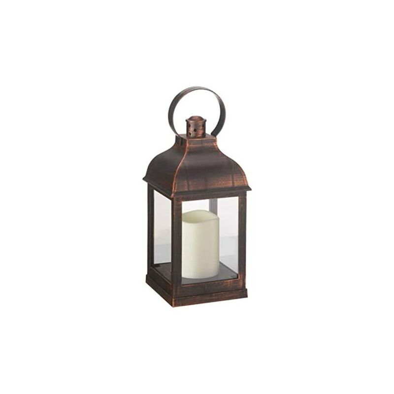Candle Lantern, Hanging Light Candle Holder Indoor or Outdoor Lamp, Metal Look, Battery Operated (Crusade)