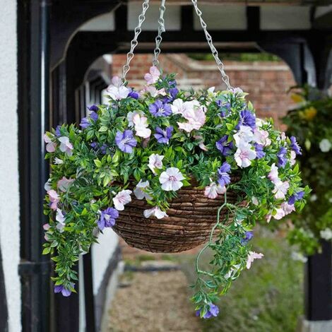 main image of "Smart Garden Petunias Flower Topiary Hanging Basket Decorative Artificial"