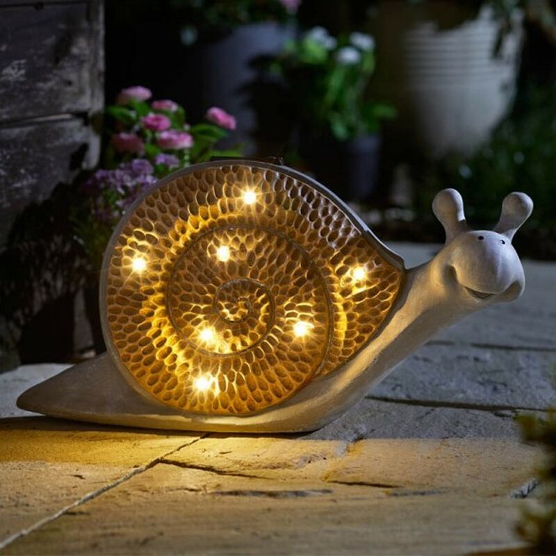 Image of Solar Woodstone Inlit Snail Garden Light Figure Ornament 1020920 - Smart Garden