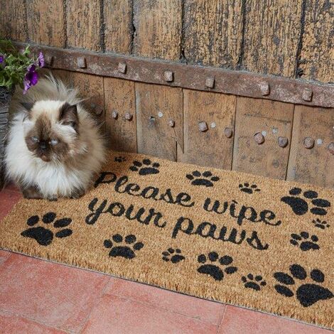 main image of "Smart Garden Wipe Your Paws Print Patterned Doormat Coir PVC Back Outdoor Mat"