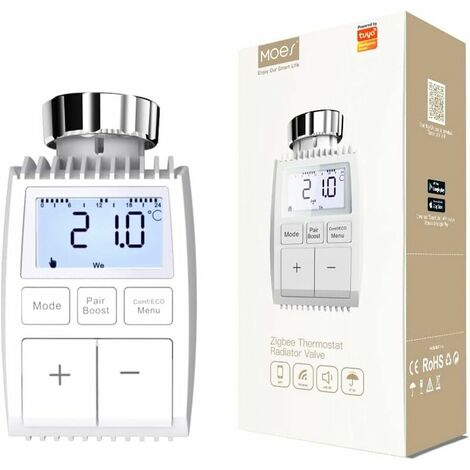 Smart Heating Thermostat, Battery Operated Radiator Radiator Valve Controller, Thermostat Compatible with Tuya Alexa Google Smart Life App, Tuya ZigBee Hub Required -