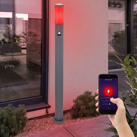 Smart Home Außen Steh Lampe Bewegungsmelder Garten Leuchte Dimmer steuerbar per App Sprache im Set inkl. RGB LED Leuchtmittel