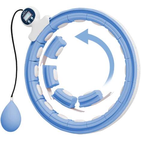 Smart Hula Hoop Reifen Erwachsene mit Gewicht Kugel Zähler 16 Knoten (76-113cm) Hellblau