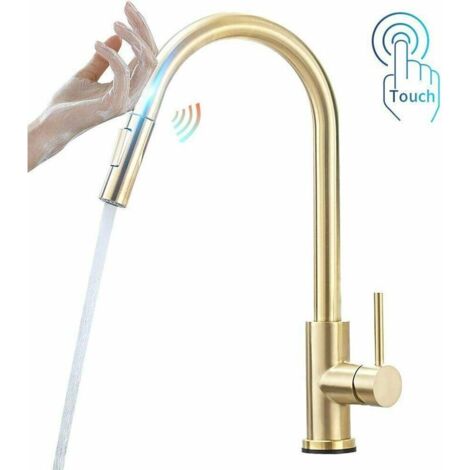 Smart Kitchen Schwarzer Edelstahl-Touch-Küchenarmatur-1 Stück-Golden Touch