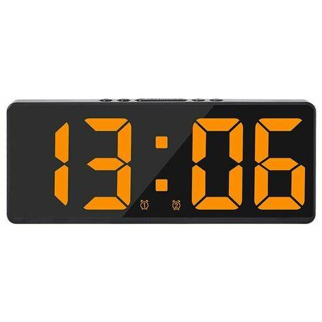 Smart Large Digital Wall Clock APP Control Time/Date/&Sound Activation & Countdown Function Continuous Brightness & Volume Alarm with Snooze Function - Black Light Shell