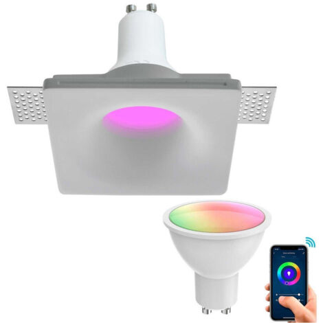 Smart Led Gu10 Wifi Spot Encastré Carré Rgb Cct Alexa Google