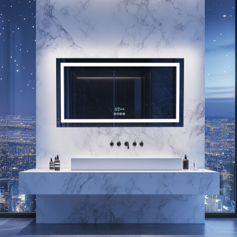 LUVODI Smart LED Bathroom Mirror with Bluetooth Speaker, Digital ...