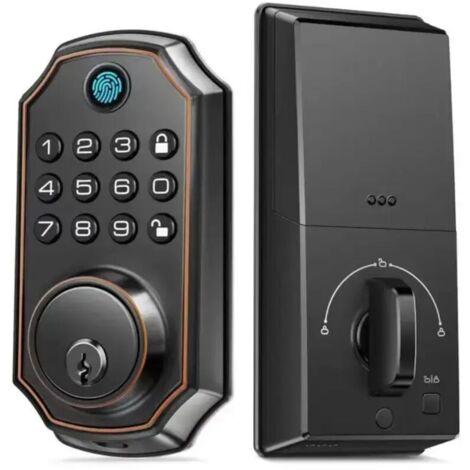 Smart Lock with Fingerprint & PIN Code, Emergency Key, Guest Codes, Automatic Locking - Wireless, Voice Guidance