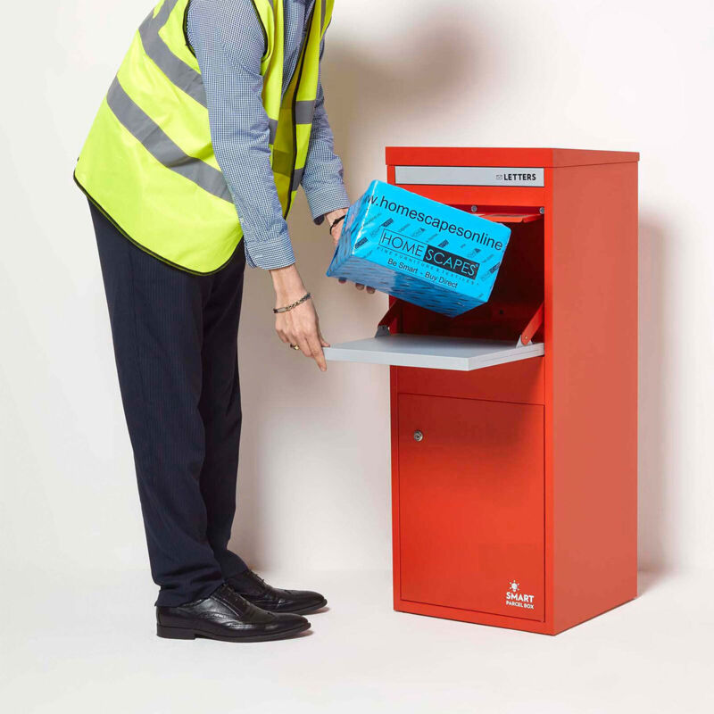 Homescapes Smart Parcel Box® Large Front Access Secure Delivery Box in Red