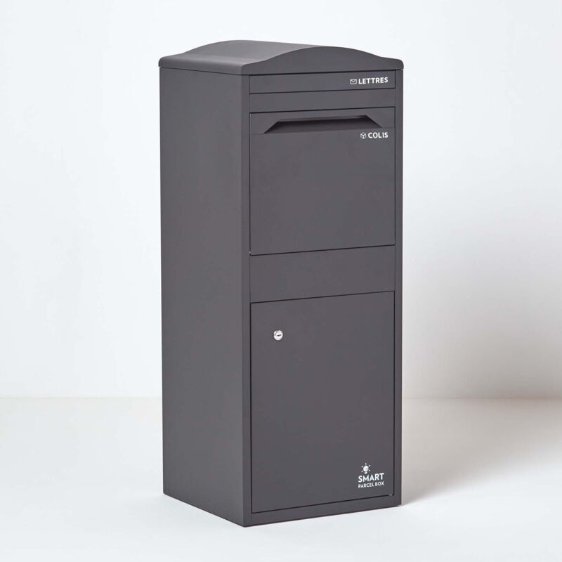 Homescapes Smart Parcel Box® Large Curved Top Front Access Secure Delivery Box in Grey