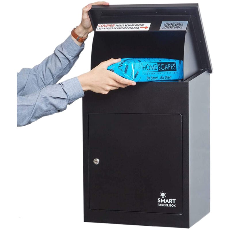 Homescapes - smart parcel box Boîte à colis moyenne Noire à accès frontal