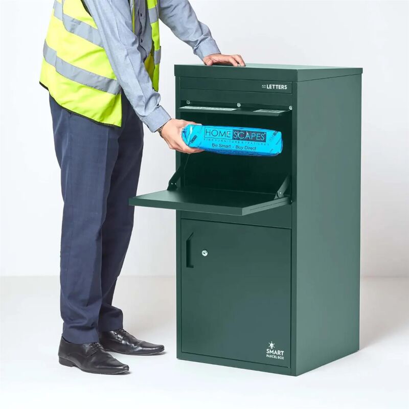 Smart Parcel Box® Extra Large Free Standing Postal Box Letter Box, Front and Back Access, Green