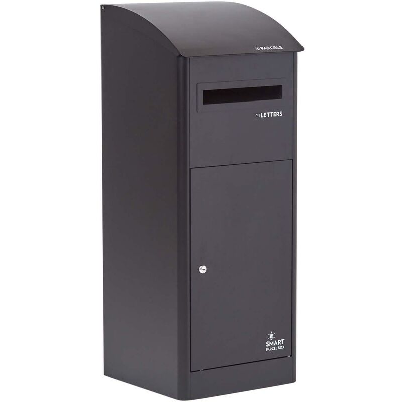 Free Standing Postal Box Letter Box with Slanted Top, Front Access, Black - Black - Smart Parcel Box