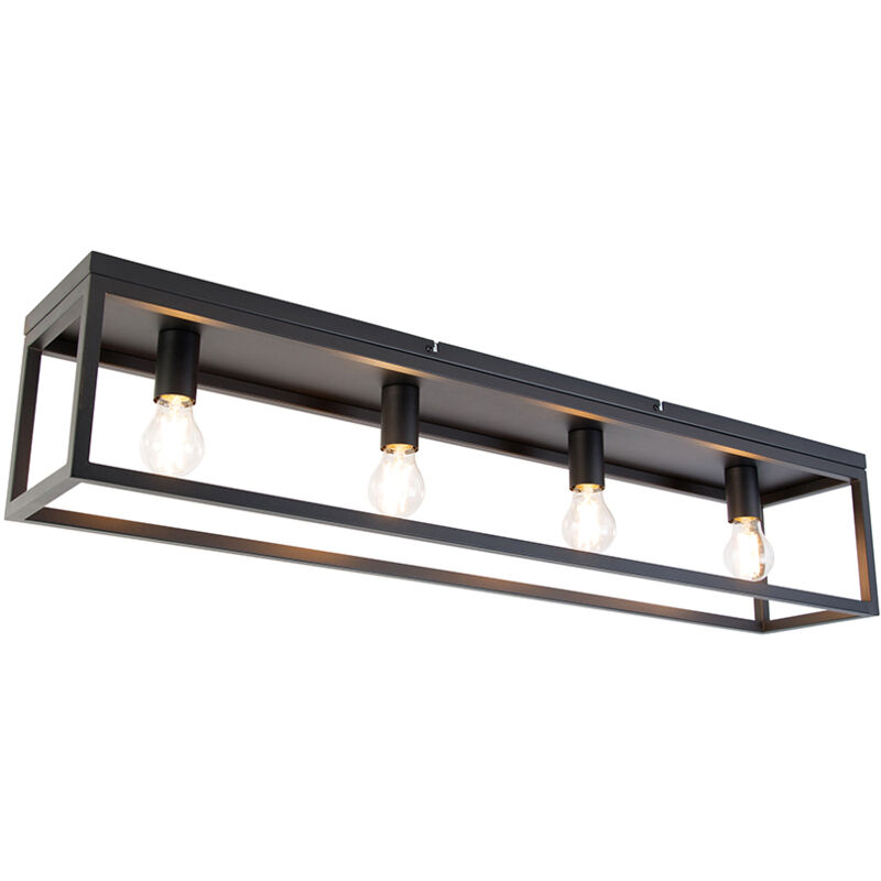 Qazqa Smarte Deckenleuchte Schwarz 99, 5 Cm Inkl. 4 Wifi A60 - Cage