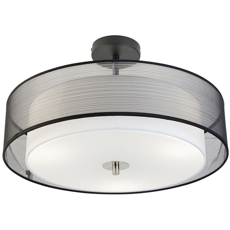 Qazqa - Smart Ceiling Light Black With White 50 Cm Incl. 3 Wifi A60 - Drum Duo
