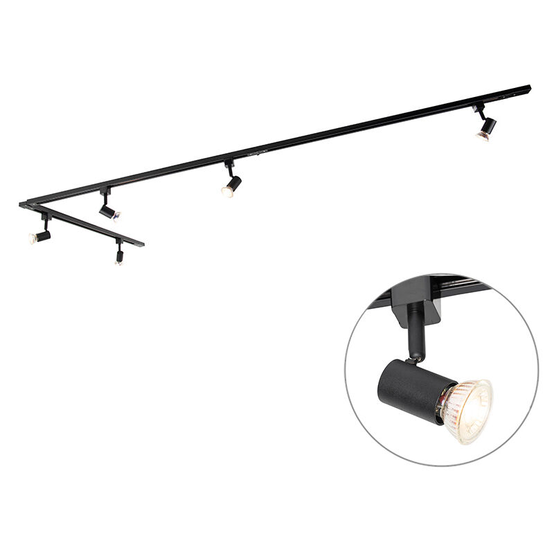 Qazqa Smartes Schienensystem Schwarz 1-phasig 5-leuchtend Inkl. Wifi Gu10 - Iconic Jeany
