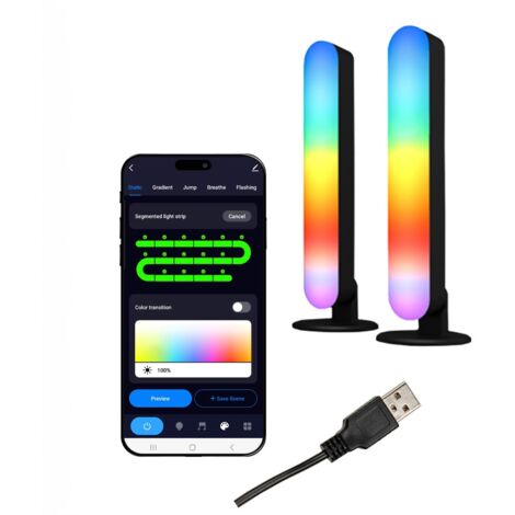 Smart RGBIC TV Light Bars, WiFi TV Backlight with App Control and Music Sync - USB Plug