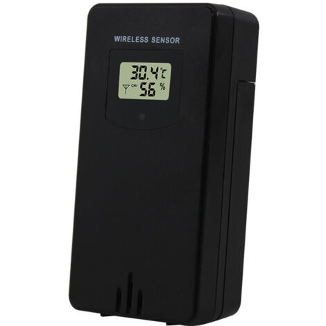 Smart Sensor, 60M Transmission Range, IPX4 Weather Station Sensor, Waterproof Temperature and Humidity Sensor, Compatible with E24271 for Suspended Desktop (BLACK)