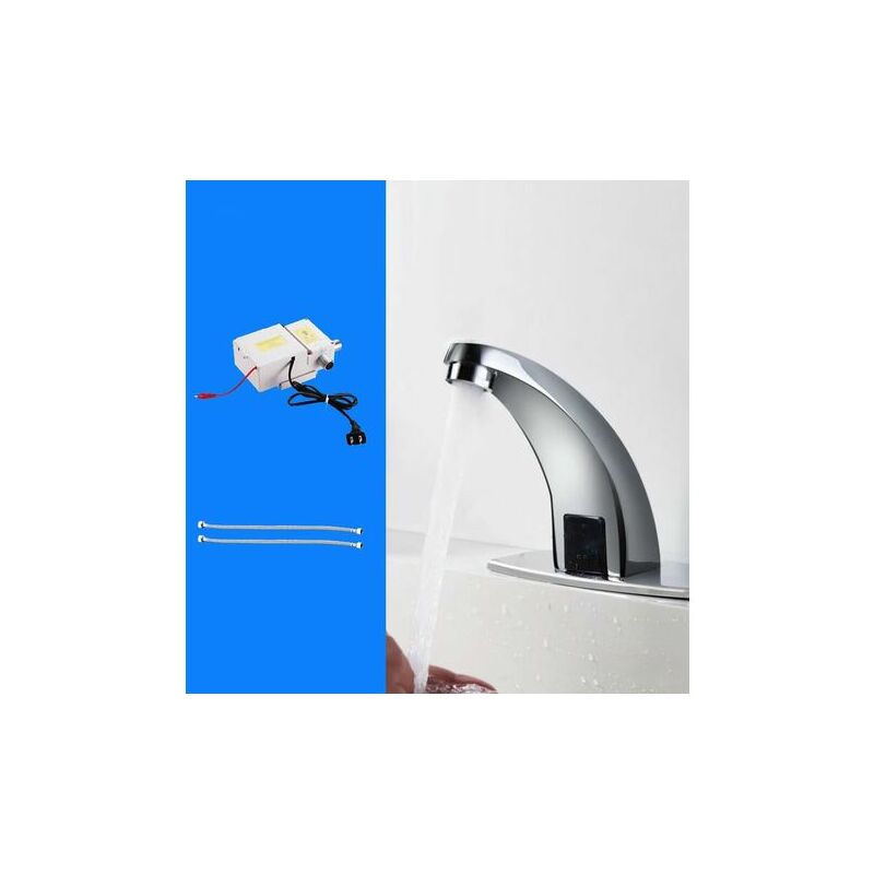 Smart sensor faucet full copper hand washing machine single automatic sensor type ac cold water sensor four-piece full copper model drive