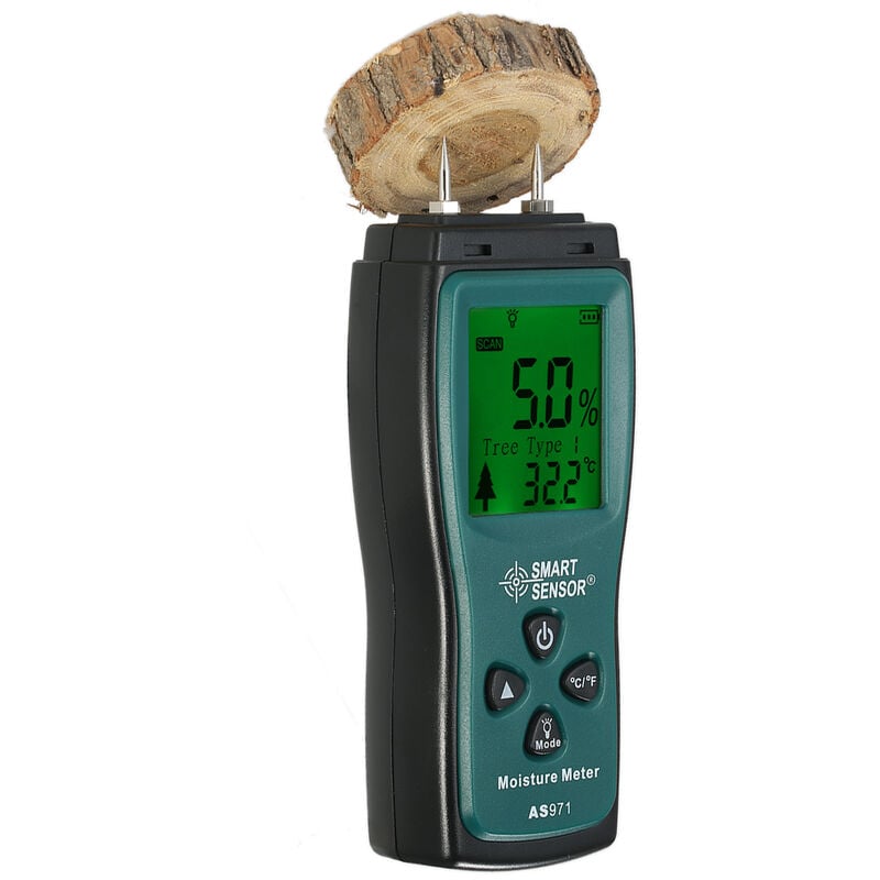 Smart Sensor - Testeur d'humidité du bois Testeur d'humidité à 2 broches Gamme de 2% à 70%,Sans piles