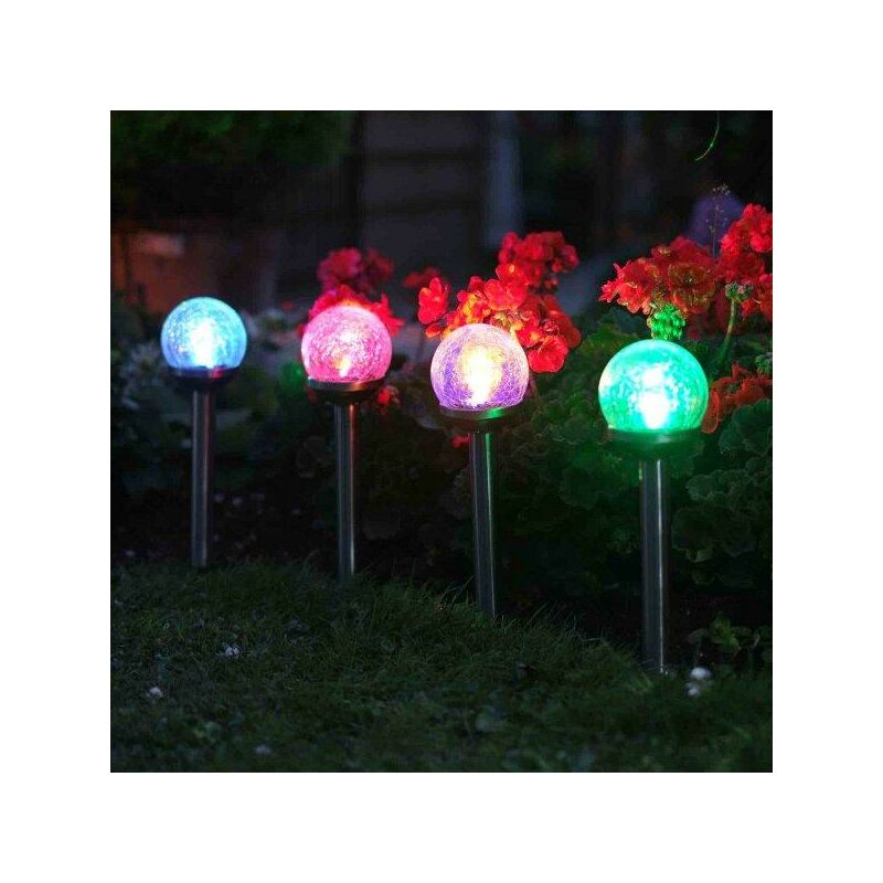 Smart Garden - 5 x Solar Colour Changing Rainbow Crackle Globe Orb Garden Lights