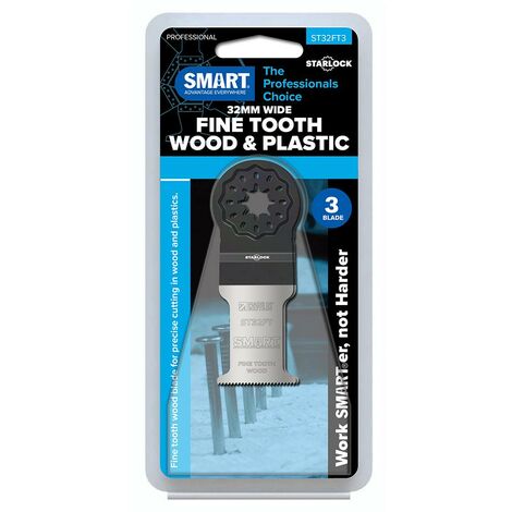 SMART ST32FT3 Starlock 32mm Fine Tooth Wood Multi Tool Blade Pack Of 3