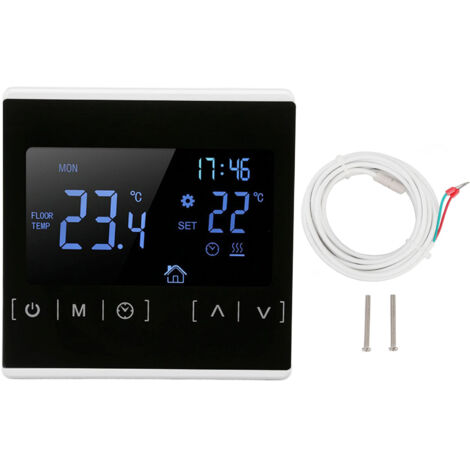 Smart Thermostat Backlit Touch Screen Dual Control Temperature Controller for Floor Heating High Power AC 85V‑240V White