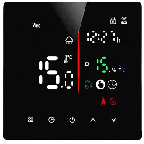 Smart Thermostat Energy Saving 16 Electric Heating Thermostat für elektrische Heizsysteme, Touch Control, Schwarz