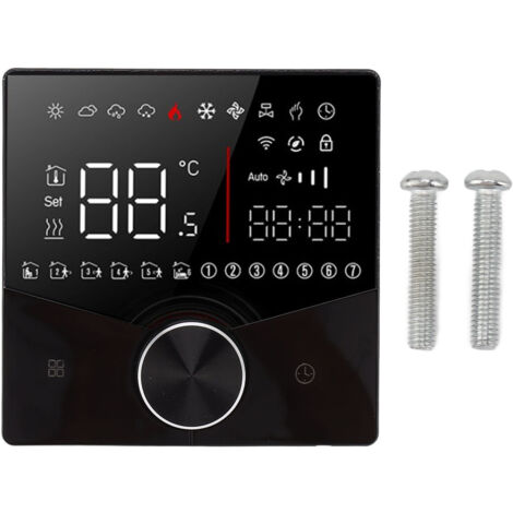 Smart Thermostat Knob Design LCD Color Display Panel Digital Thermostat for Sauna Room Underfloor Heating System Black