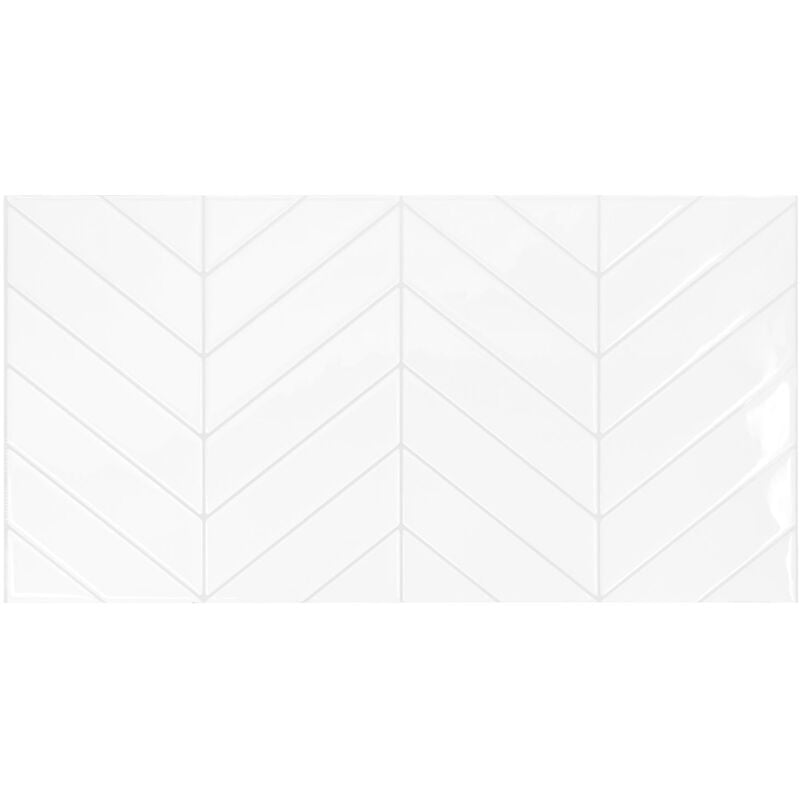 2 crédences adhésives xl - Blok Chevron Blanc - Effet céramique - 57.3 cm x 29.41 cm - Smart Tiles