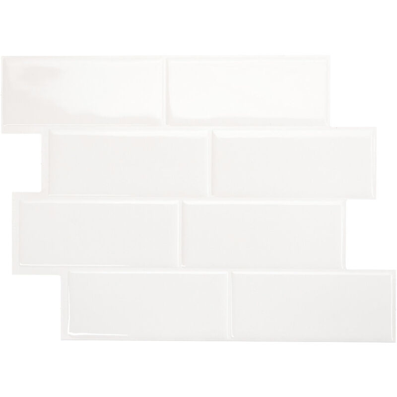 Smart Tiles 4 crédences adhésives - Metro Blanco Blanc - Effet céramique - 29.36 cm x 21.29 cm