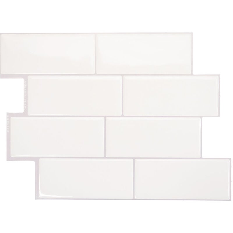 4 crédences adhésives - Metro Campagnola Blanc - Effet céramique - 29.36 cm x 21.29 cm - Smart Tiles