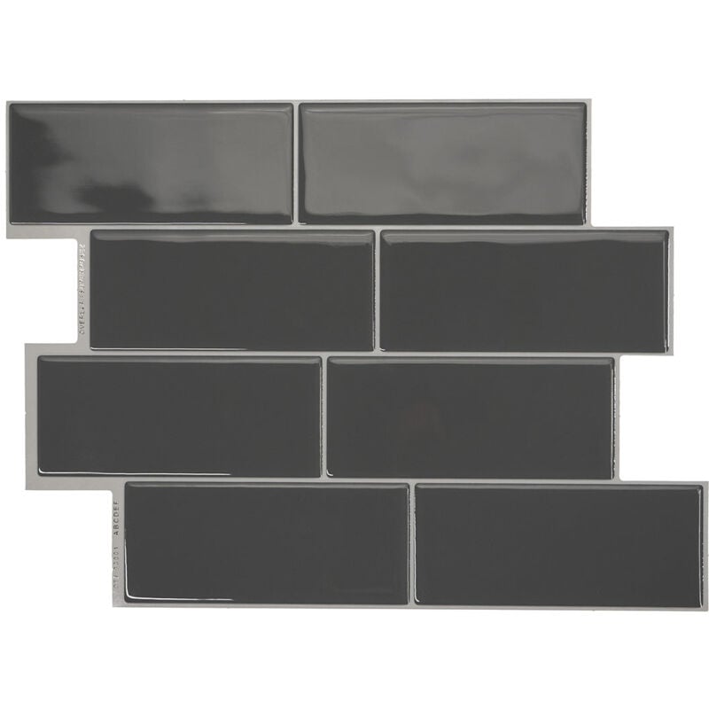 4 crédences adhésives - Metro Grigo Gris - Effet céramique - 29.36 cm x 21.29 cm - Smart Tiles