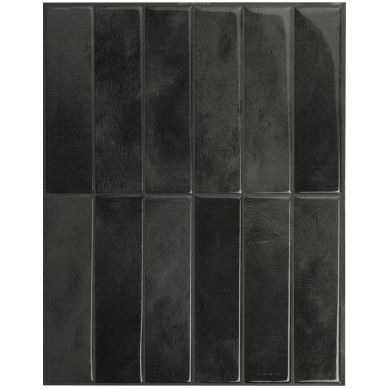 4 crédences adhésives - Morocco Zaida Noir - Effet céramique - 29.03 cm x 22.86 cm - Smart Tiles
