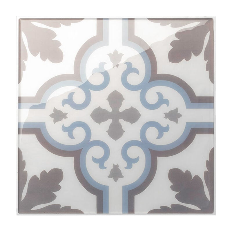Smart Tiles - 4 crédences adhésives - Vintage Girona Blue Multicolore - Effet carreaux de ciment - 19.69 cm x 19.69 cm
