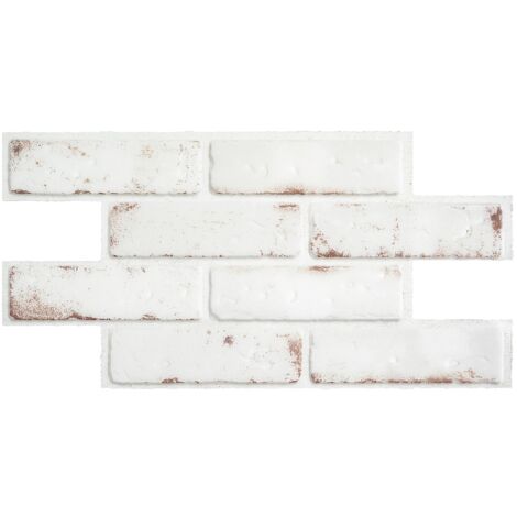 Carrelage adhésif mural effet brique 54.61 x 27.94 cm – Pack de 2 – Pour salle de bain et cuisine – Brik Toscana blanc/rouge