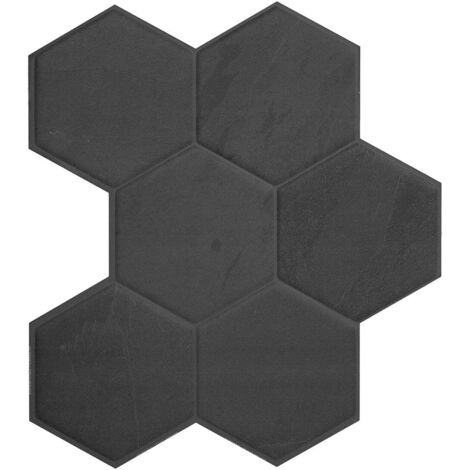 Crédences adhésives hexagonales Walton noir et gris – Effet mat – Dimensions 24.28 cm x 26.95 cm – Pour décoration murale élégante