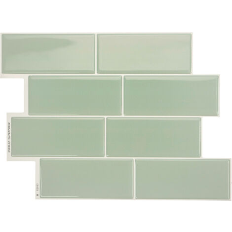 Carrelage adhésif mural vert mousse x4 29.36x21.29cm – Sticker décoratif salle de bain et cuisine – Facile à poser sans colle