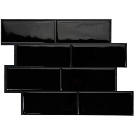 Crédences adhésives Metro Nero Noir effet céramique 29.36 cm x 21.29 cm – Pour décoration intérieure moderne – Facile à poser