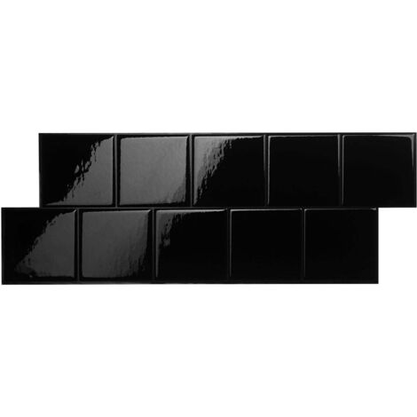 Smart Tiles Square Berlin - crédence adhésive noire x2 XL - 56.61 x 20.89 cm