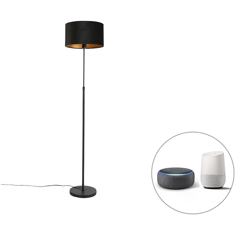 Smart floor lamp black with velor shade black 35 cm incl. Wifi A60 - Parte - Black