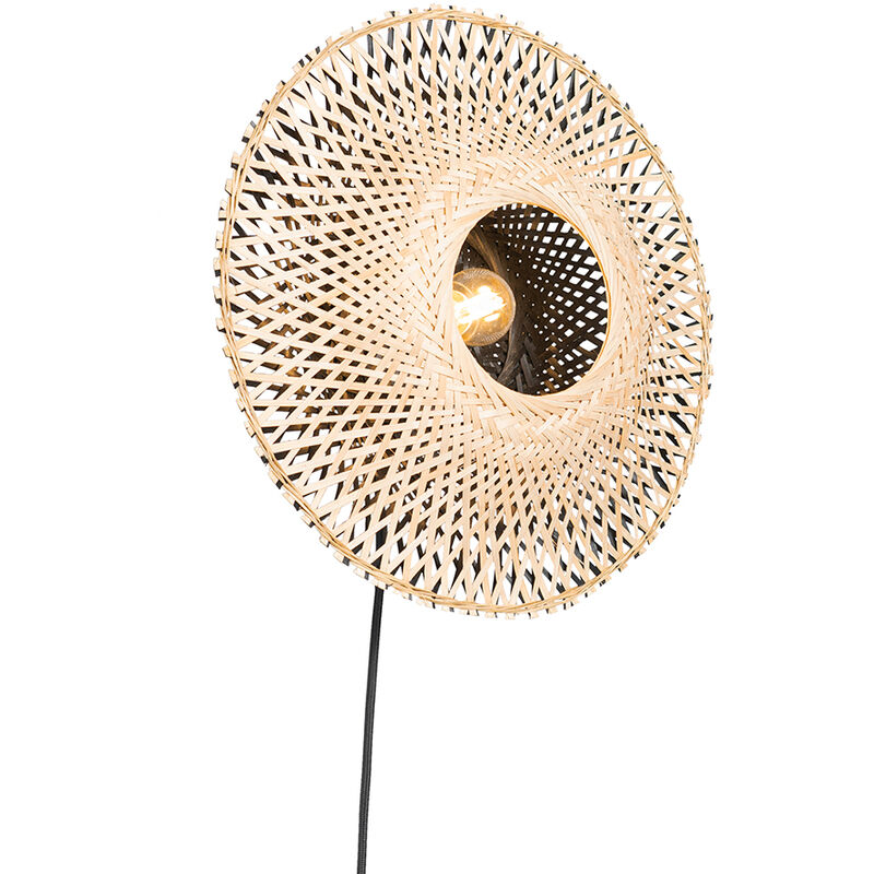 Qazqa Smarte Wandleuchte Bambus 30 Cm Mit Stecker Inkl. Wifi P45 - Rina