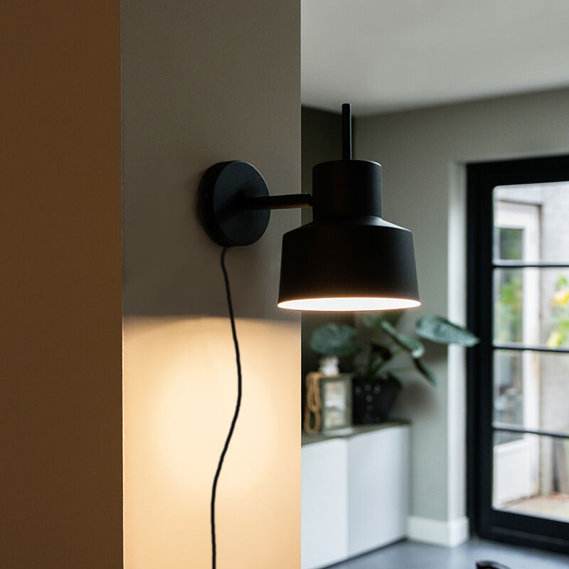 Smart wall lamp black incl. WiFi A60 - Chappie - Black