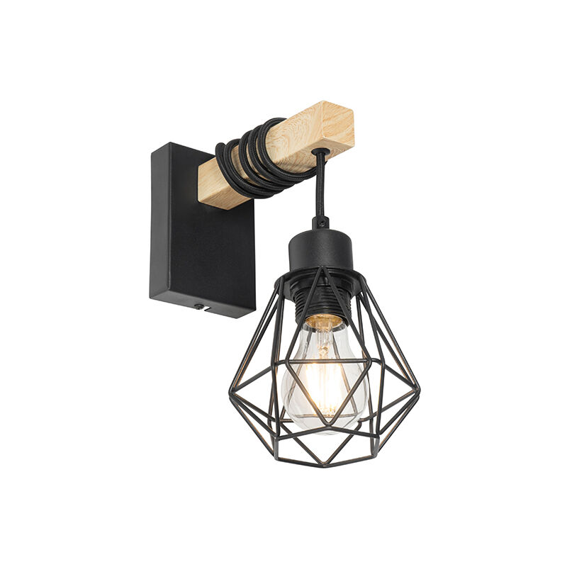 Image of Smart Wall Lamp Black with Wood&hellip;