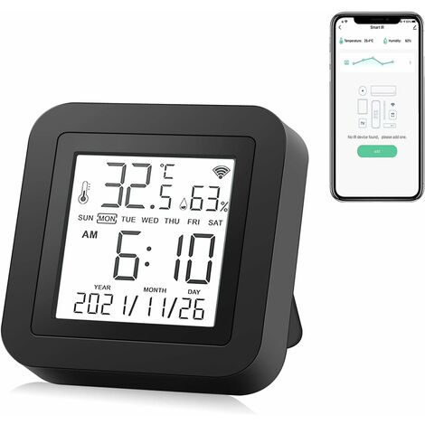 Smart WiFi IR Télécommande WIFI Capteur de température et d'humidité Contrôleur IR universel Tuya Hygromètre d'intérieur Thermomètre Capteur App Control Compatible avec Alexa Echo pour AC,TV,DVD