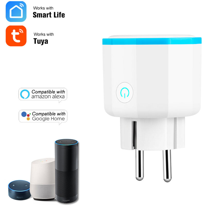 

Smart WiFi Socket Control remoto por telefono inteligente desde cualquier lugar Funcion de sincronizacion, compatible con Amazon Alexa y Google Home