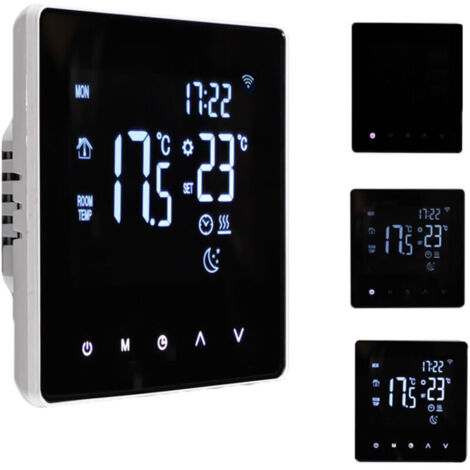 Smart WiFi thermostat, backlit LCD touchscreen, app control, weekly scheduling, underfloor heating thermostat for home